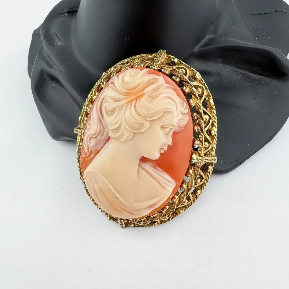 Vintage Cameo Brooch Victorian Elegance Timeless Large Chunky Goth Retro